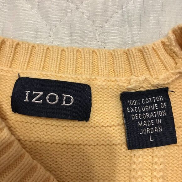 Izod 100% cotton yellow sweater Large‎ - Picture 3 of 4